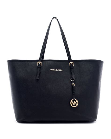 michael kors tote jet set medium black|Michael Kors handbags medium jetset.